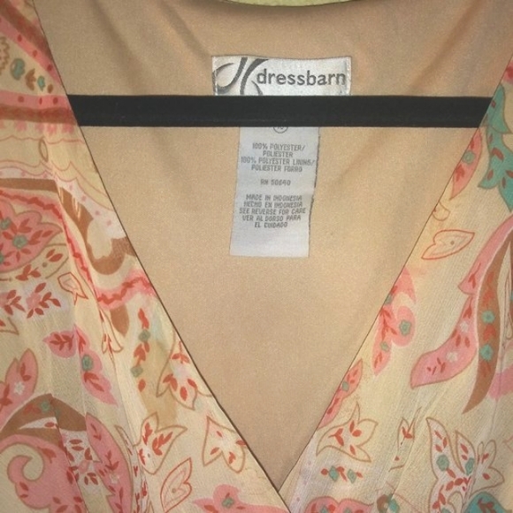 Dress Barn- Paisley Sleeveless Cream Dress w/Peach and Teal pattern- sz 10 - Picture 2 of 4